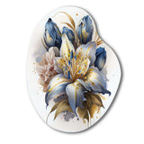 Gold And Blue Lily Bouquet III - Asymmetric Metal Wall Art