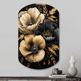 Black And Gold Hibiscus II - Asymmetric Metal Wall Art