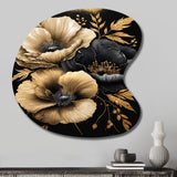 Black And Gold Hibiscus II - Asymmetric Metal Wall Art