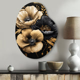 Black And Gold Hibiscus II - Asymmetric Metal Wall Art