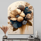 Brown And Blue Hibiscus Bouquet III - Asymmetric Metal Wall Art