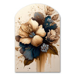 Brown And Blue Hibiscus Bouquet III - Asymmetric Metal Wall Art