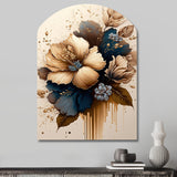 Brown And Blue Hibiscus Bouquet III - Asymmetric Metal Wall Art