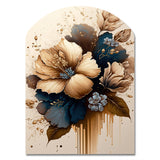 Brown And Blue Hibiscus Bouquet III - Asymmetric Metal Wall Art