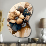 Brown And Blue Hibiscus Bouquet III - Asymmetric Metal Wall Art