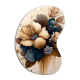 Brown And Blue Hibiscus Bouquet III - Asymmetric Metal Wall Art