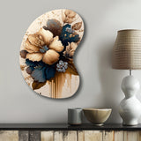 Brown And Blue Hibiscus Bouquet III - Asymmetric Metal Wall Art