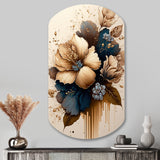 Brown And Blue Hibiscus Bouquet III - Asymmetric Metal Wall Art