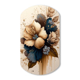 Brown And Blue Hibiscus Bouquet III - Asymmetric Metal Wall Art