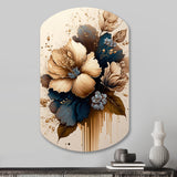 Brown And Blue Hibiscus Bouquet III - Asymmetric Metal Wall Art