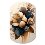 Brown And Blue Hibiscus Bouquet III - Asymmetric Metal Wall Art