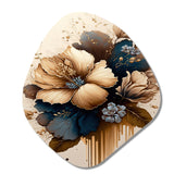 Brown And Blue Hibiscus Bouquet III - Asymmetric Metal Wall Art