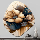 Brown And Blue Hibiscus Bouquet III - Asymmetric Metal Wall Art