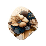 Brown And Blue Hibiscus Bouquet III - Asymmetric Metal Wall Art