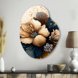 Brown And Blue Hibiscus Bouquet III - Asymmetric Metal Wall Art