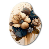 Brown And Blue Hibiscus Bouquet III - Asymmetric Metal Wall Art