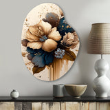 Brown And Blue Hibiscus Bouquet III - Asymmetric Metal Wall Art