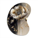 Grey Gold Flower Bouquet V - Asymmetric Metal Wall Art