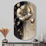 Grey Gold Flower Bouquet V - Asymmetric Metal Wall Art