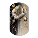 Grey Gold Flower Bouquet V - Asymmetric Metal Wall Art