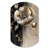 Grey Gold Flower Bouquet V - Asymmetric Metal Wall Art