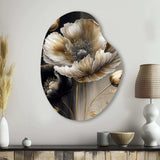 Grey Gold Flower Bouquet V - Asymmetric Metal Wall Art