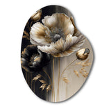 Grey Gold Flower Bouquet V - Asymmetric Metal Wall Art