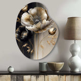 Grey Gold Flower Bouquet V - Asymmetric Metal Wall Art