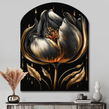 Black And Gold Tulip - Asymmetric Metal Wall Art