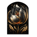 Black And Gold Tulip - Asymmetric Metal Wall Art