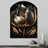 Black And Gold Tulip - Asymmetric Metal Wall Art