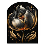 Black And Gold Tulip - Asymmetric Metal Wall Art