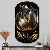 Black And Gold Tulip - Asymmetric Metal Wall Art