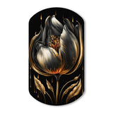 Black And Gold Tulip - Asymmetric Metal Wall Art