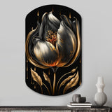 Black And Gold Tulip - Asymmetric Metal Wall Art