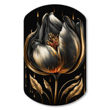 Black And Gold Tulip - Asymmetric Metal Wall Art