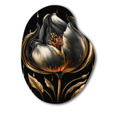 Black And Gold Tulip - Asymmetric Metal Wall Art