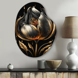 Black And Gold Tulip - Asymmetric Metal Wall Art