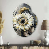 White Sunflower - Asymmetric Metal Wall Art