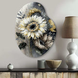 White Sunflower - Asymmetric Metal Wall Art