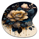 Navy Blue And Gold Rose I - Asymmetric Metal Wall Art