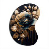 Navy Blue And Gold Rose II - Asymmetric Metal Wall Art