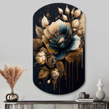 Navy Blue And Gold Rose II - Asymmetric Metal Wall Art