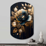 Navy Blue And Gold Rose II - Asymmetric Metal Wall Art