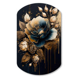 Navy Blue And Gold Rose II - Asymmetric Metal Wall Art