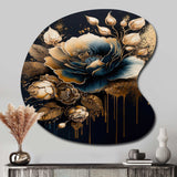 Navy Blue And Gold Rose II - Asymmetric Metal Wall Art