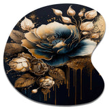 Navy Blue And Gold Rose II - Asymmetric Metal Wall Art