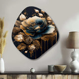 Navy Blue And Gold Rose II - Asymmetric Metal Wall Art