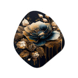 Navy Blue And Gold Rose II - Asymmetric Metal Wall Art