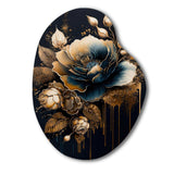 Navy Blue And Gold Rose II - Asymmetric Metal Wall Art